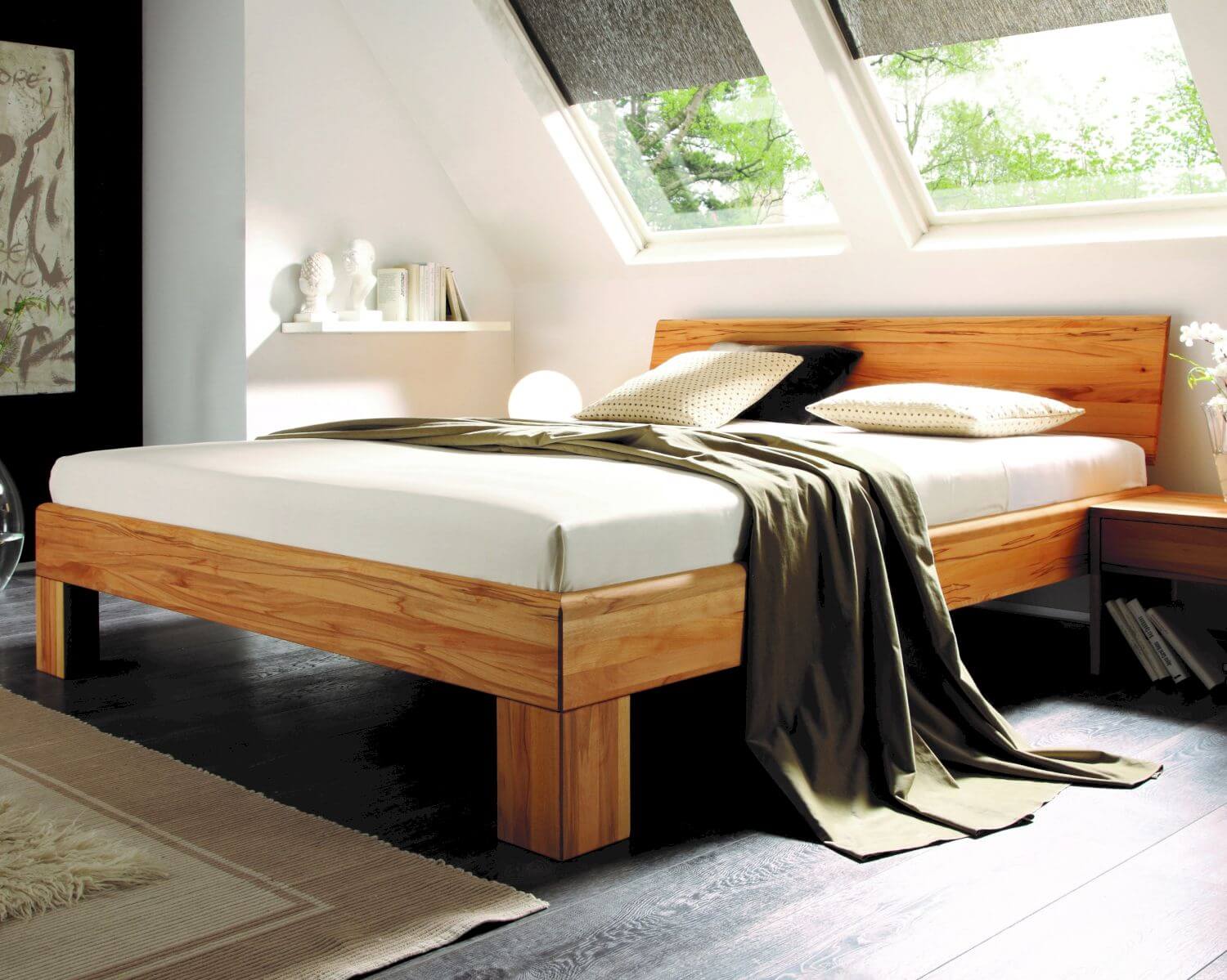 Massivholz-Bett System 1020 Winkelfüsse • slewo.com